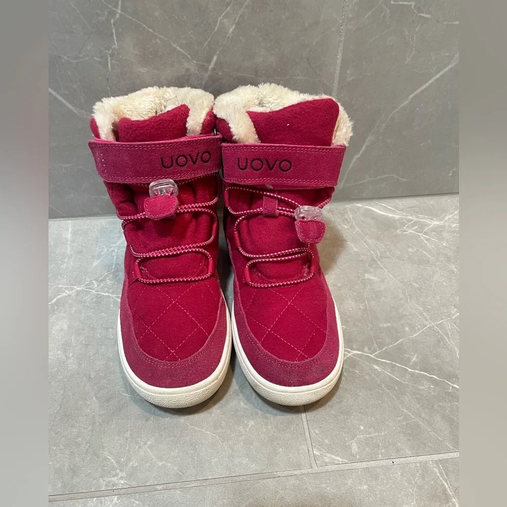 UOVO Kids Pink Quilted Faux-Fur Winter Boots